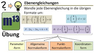 Ebenengleichungen ineinander umwandeln Parameterform Nomalenform Koordinatenform [upl. by Ettenotna]