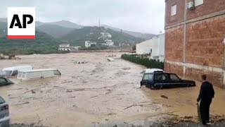 New storms and flooding hit Spains southern Malaga province [upl. by Nodal]