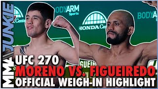 UFC 270 Brandon Moreno vs Deiveson Figueiredo 3 weighin highlight [upl. by Castorina]