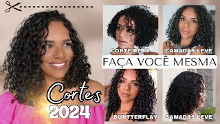 OS MELHORES CORTES PARA VOCÊ FAZER SOZINHA 2024  PRA CABELO CACHEADO ONDULADO E CRESPO ✂️ [upl. by Fonville]