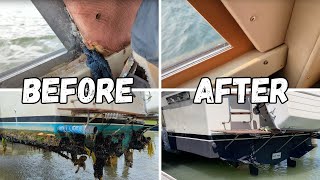 Old Boat into Modern Yacht  2month Rebuild in Minutes START TO FINISH  Timelapse [upl. by Ielhsa]