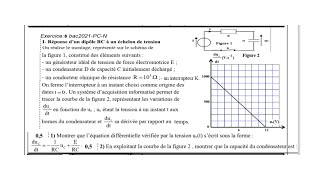 Réponse dun dipôle RC à un échelon de tension 2Bac physiquechimie exercicecorrigé [upl. by Benilda492]