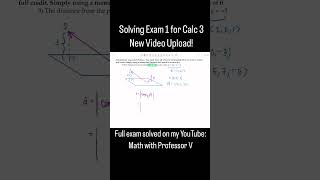 New video Solving Exam 1 for Calculus 3 calculusvideos mathwithprofessorv maths [upl. by Ecadnac]