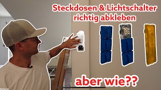 Steckdosen und Lichtschalter richtig abkleben vor dem Streichen Malerarbeiten 4K [upl. by Akinihs]