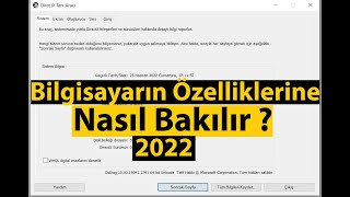 Bilgisayarın Özelliklerine Nasıl Bakılır  Windows 7 8 10 11 Bilgisayarımın Özelliklerini Öğrenme [upl. by Charmion]