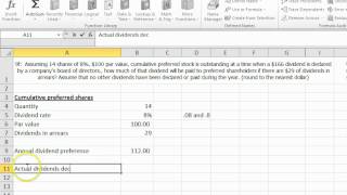 Compute preferred dividend on cumulative preferred stock with dividends in arrears [upl. by Adnorrahs]