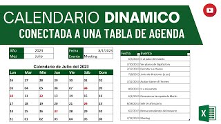 CALENDARIO DINÁMICO CONECTADO A UNA AGENDA EN EXCEL [upl. by Ellga135]