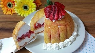 TORTA SENZA COTTURAZuccotto alle fragole ricetta facile [upl. by Allegna393]