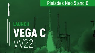 Flight VV22 – Zoom in  Pleiades Neo 5 amp 6  Vega C launch  Arianespace [upl. by Aisetra761]