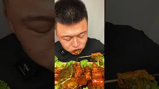 Asmr Chinese Food Mukbang Fried Skewers With Soy Sauce 목소리도 좋고 진짜같아 [upl. by Aeniah]