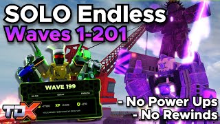 TDX SOLO Endless Mode Waves 1201 No Power Ups No Rewinds  Tower Defense X Roblox [upl. by Lawry]