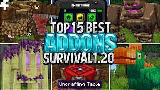 😲15 MEJORES ADDONS SURVIVAL para MINECRAFT 120  12071 BedrockPE MODS MINECRAFT BEDROCK 120 [upl. by Ynattirb]