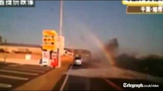 Driver films moment his car is engulfed by tsunami [upl. by Ynohta331]