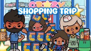 😨A CHAOTIC SHOPPING TRIP 🛒 🛍️  Toca boca FAMILY roleplay with voice 🗣️ [upl. by Claudie]