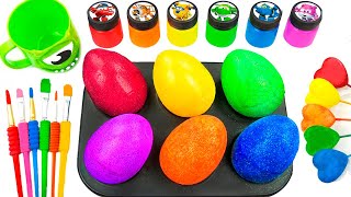 Satisfying Video Rainbow Mixing All Candy in Colors EGGS From Rainbow Hearts Glitter amp Cutting ASMR [upl. by Ecneralc604]