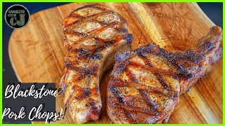 BLACKSTONE GRIDDLE DOUBLE CUT PORK CHOPS  Sear N Sizzle by GrillGrates [upl. by Claudy]