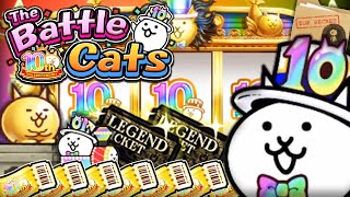 Battle Cats 10th Anniversary Event Part 1 Free Legend Ticket amp Legend Pass Farm [upl. by Ocirederf]