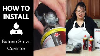 How to Install a Butane Stove Fuel Canister  Gas Cooktop Burner [upl. by Assenev]