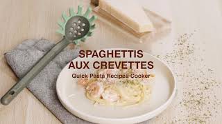 Spaghettis aux crevettes  Quick Pasta Recipes Cooker  Recettes avec Lékué [upl. by Denny]