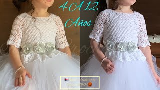 VESTIDO TEJIDO A CROCHET EN PUNTO ALPINO Y CALADO TIPO HALTER PARA NIÑAS75 GR [upl. by Hutchins741]