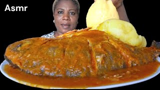 African food mukbang fish pepper soup with stash fufu Nigeria food ASMR mukbang [upl. by Melisa]