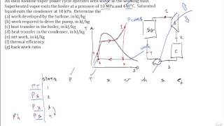 calc vapor power cycle with superheat [upl. by Anehsak]