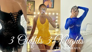 OMG 😍 3 OUTFITS 3 NIGHTS PRETTYLITTLETHING OH POLLY SHEIN  NEW YEARS OUTFITS TRY ON HAUL [upl. by Akirdnas808]