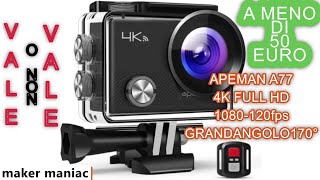 action camera a basso costo APEMAN Action Camera A77 4K 120 fps in HD 1080 [upl. by Rehsa]