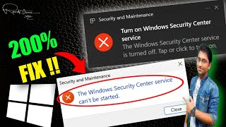 Fix quot The Windows Security Center Service Cant Be Started quot on Windows 1110  100 Working [upl. by Lebasiram826]