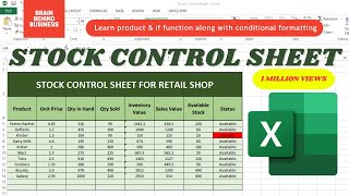 Stock Control Sheet In Excel  Inventory Management  Inventory Control Sheet In Excel [upl. by Nerhtak653]