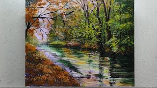 river acrylic painting [upl. by Pappano]