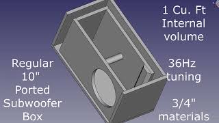 Single 10quot Ported Box Design 1 Cu Ft 36Hz Tuned Cutsheet PDF  CAD File [upl. by Aihseyk895]