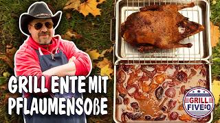 Ente mit Pflaumensoße  knusprige Ente vom Grill mit fruchtig süßsaurer Soße  Grill Five0 🤠 [upl. by Norvan6]