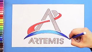 How to draw NASA Artemis mission logo [upl. by Girhiny]