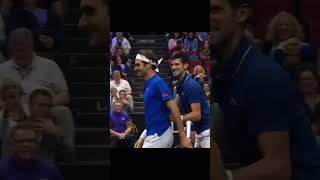 Djokovic shoots Federer down the back 😂 [upl. by Ecinehs269]