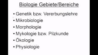 Biologie Gebiete Bereiche und Unterteilung [upl. by Rubma]