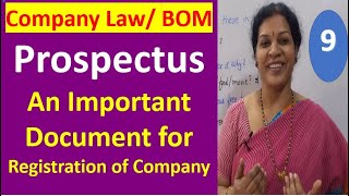 9 Company Law BOM  quotProspectus quot  An Important Document For Registration of Company [upl. by Short309]