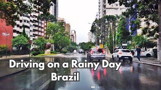 Streets of Curitiba  Centro Cívico ao Novo Mundo  Driving Rainy Day  Curitiba Brazil [upl. by Liauqram]