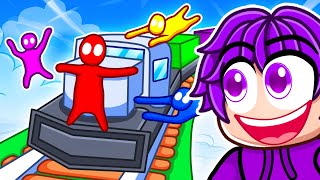 4 Friends on 1 TRAIN… GANG BEASTS [upl. by Aysan]