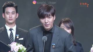 Lee Min Ho amp Kim Soo Hyun speech in Korean Popular Culture amp Arts Award 2014 [upl. by Ezara342]