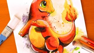 Painting CHARMANDER  Pokemon  BUDGET ART [upl. by Joses]