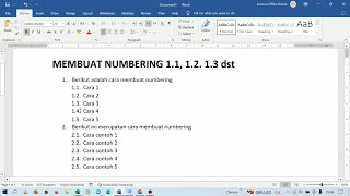 Membuat Numbering 11 12 13 21 22 dst di Word [upl. by Ellerret]