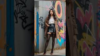 Street Fashion beautiful girls in leather skirts and tights [upl. by Arymat]