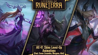 Legends of Runeterra All 41 Skins Level Up Animations Feat Coven Morgana Ahri and Lissandra [upl. by Adieno485]