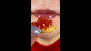 asmr SALMON CAVIAR eating sounds mukbang shorts [upl. by Ssalguod]