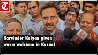 Haryana Vidhan Sabha Speaker Harvinder Kalyan given warm welcome in Karnal [upl. by Vasta]