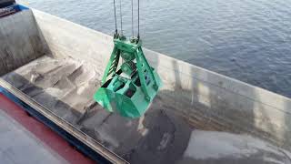 Clamshell grab handling Limestone at ArcelorMittal [upl. by Ludwog]