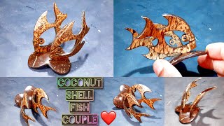 Coconut shell craft ideas  Fish couple [upl. by Nanete]