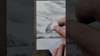 Feuillage au bord du lac art sketch pencil drawing tree [upl. by Rafaelle]