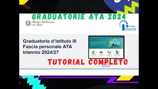 Graduatorie ATA III FASCIA 2024  Guida inserimentoconferma e aggiornamento ITA [upl. by Brenna626]